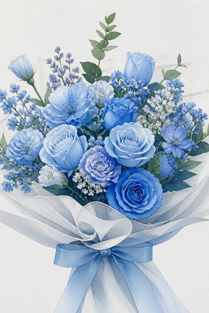 15 blue flower bouquet drawing easy