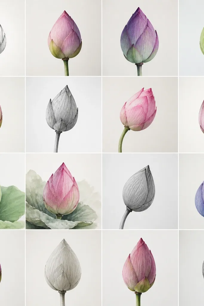 14 Closed Lotus Flower Drawing Ideas