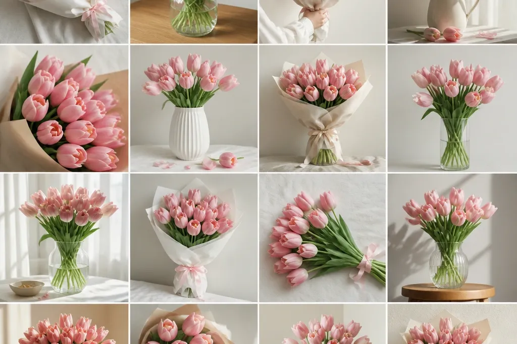 15 Pink Tulip Bouquet Drawing ideas