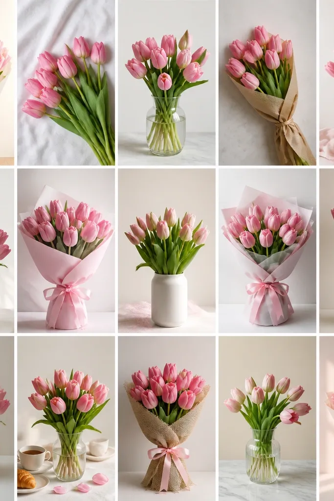 15 Pink Tulip Bouquet Drawing ideas