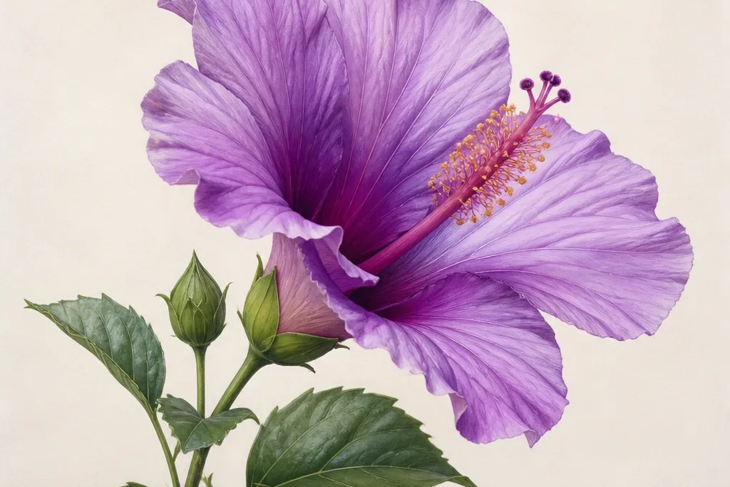 Purple hibiscus flower drawing ideas