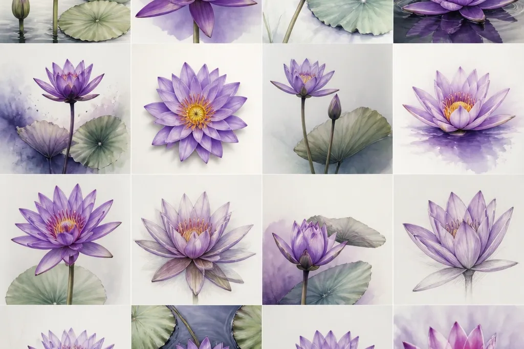 15 Purple Lotus Flower Drawing Ideas