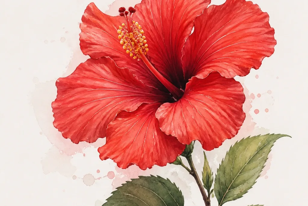 Red hibiscus flower drawing ideas