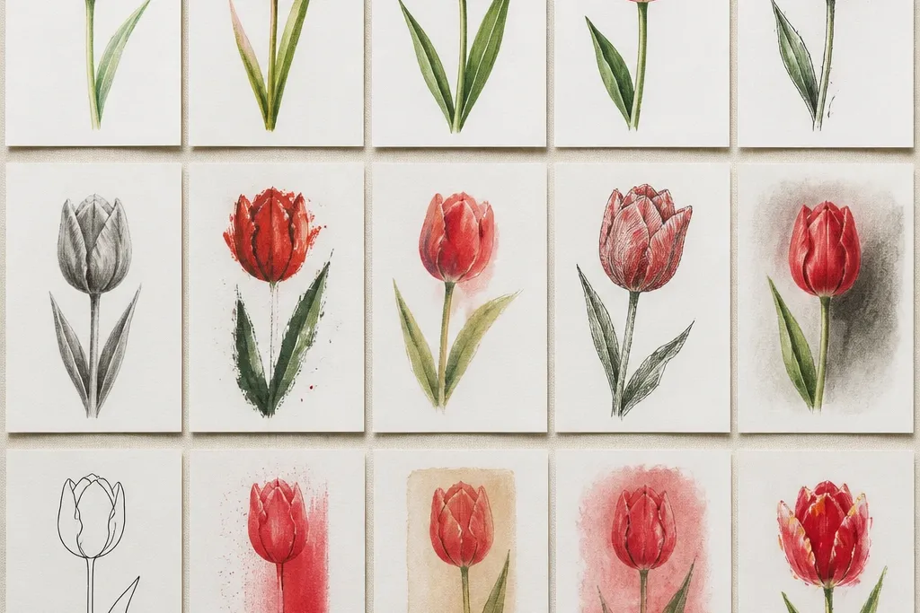 15 Red Tulip Drawing ideas I tried
