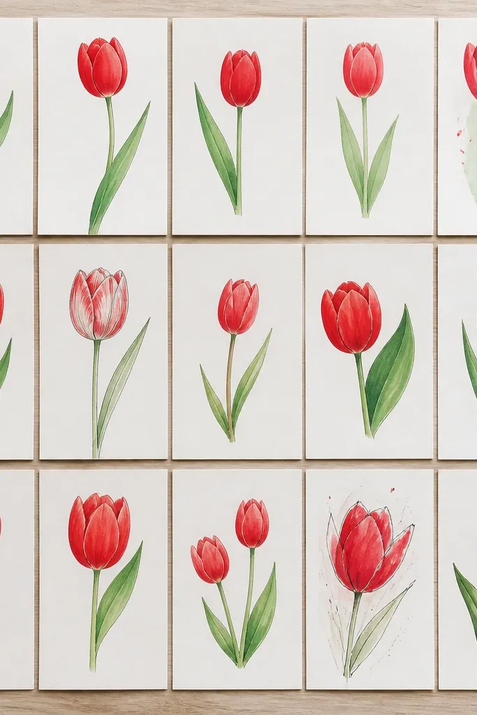 15 Red Tulip Drawing ideas I tried