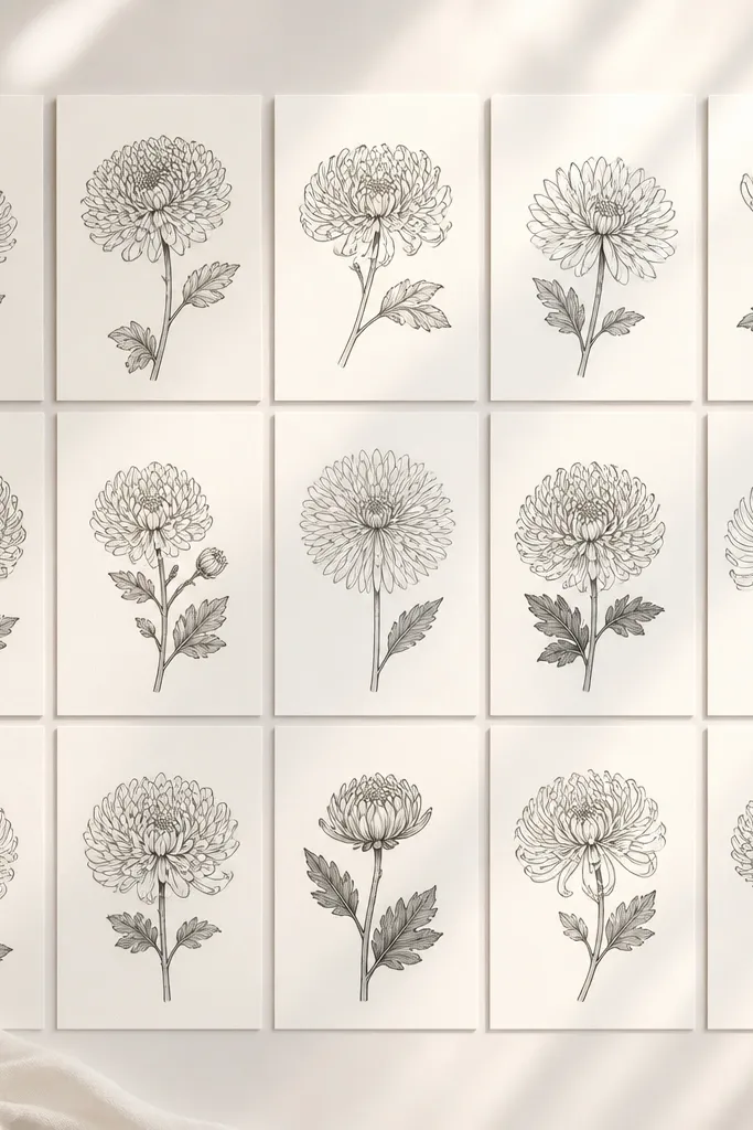 15 Simple Chrysanthemum Flower Drawing Ideas