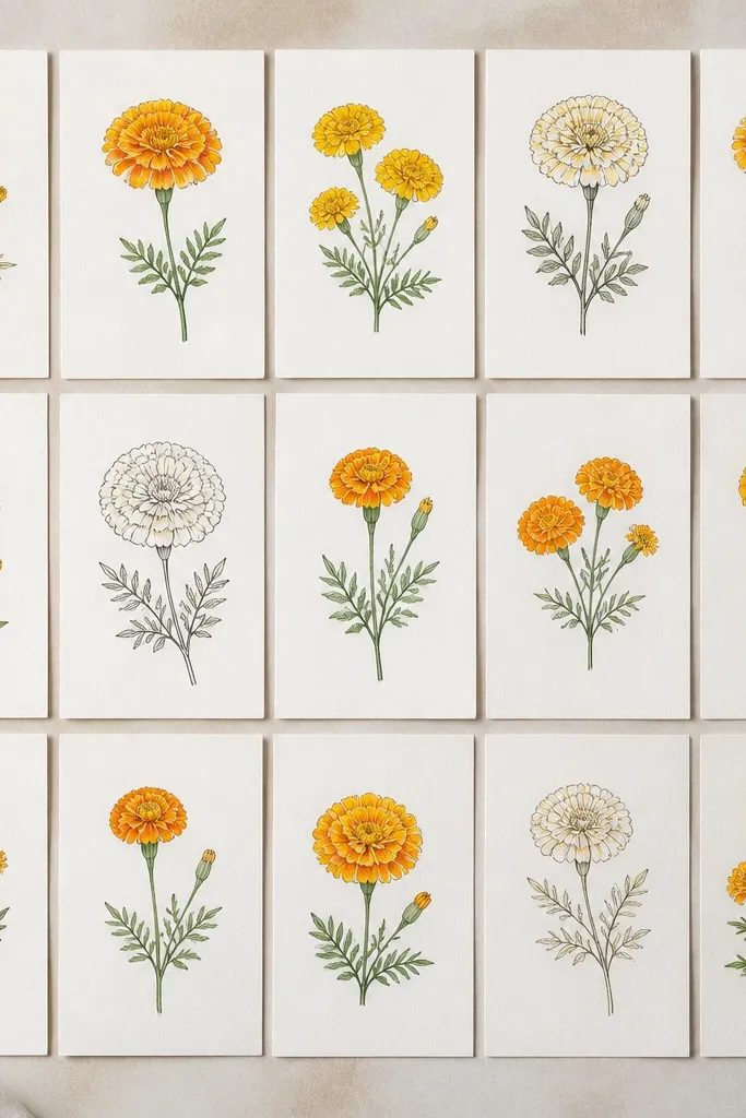 15 Simple Marigold Flower Drawing Ideas