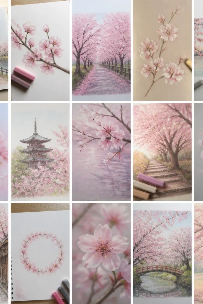 15 Cherry Blossom Pastel Drawing Ideas