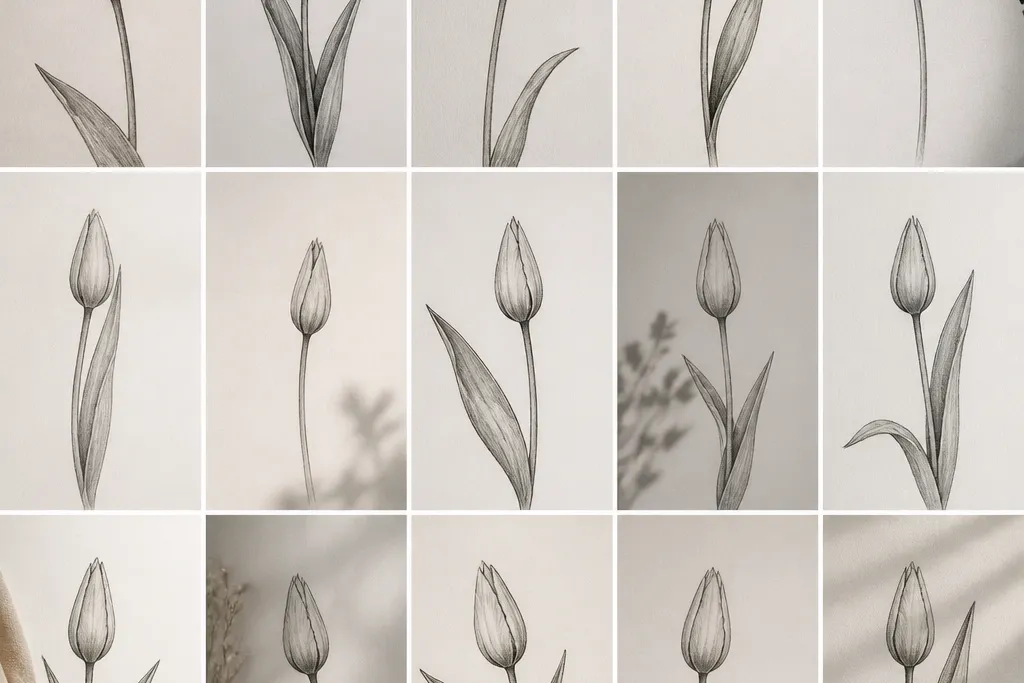 15 Tulip Bud Drawing ideas for easy sketches