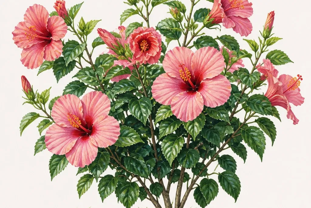 Hibiscus flower bush drawing ideas