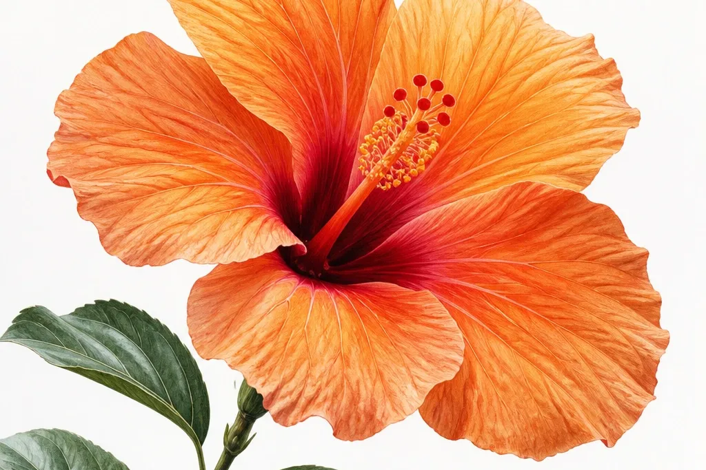 Orange hibiscus flower drawing ideas
