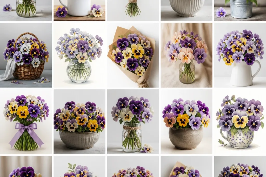 20 pansy flower bouquet drawing ideas