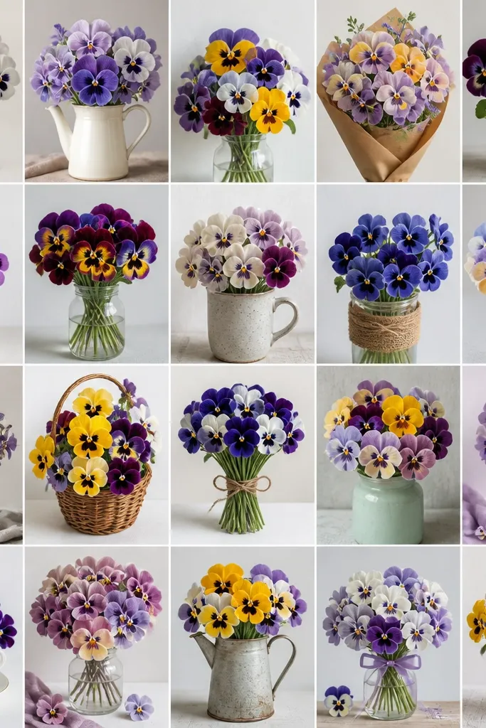 20 pansy flower bouquet drawing ideas