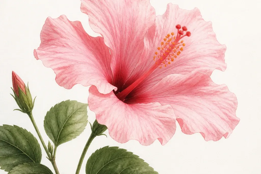 Pink hibiscus flower drawing ideas