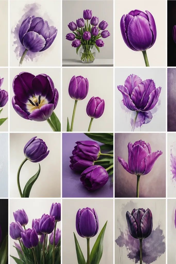 20 Purple Tulip Drawing ideas with bold color