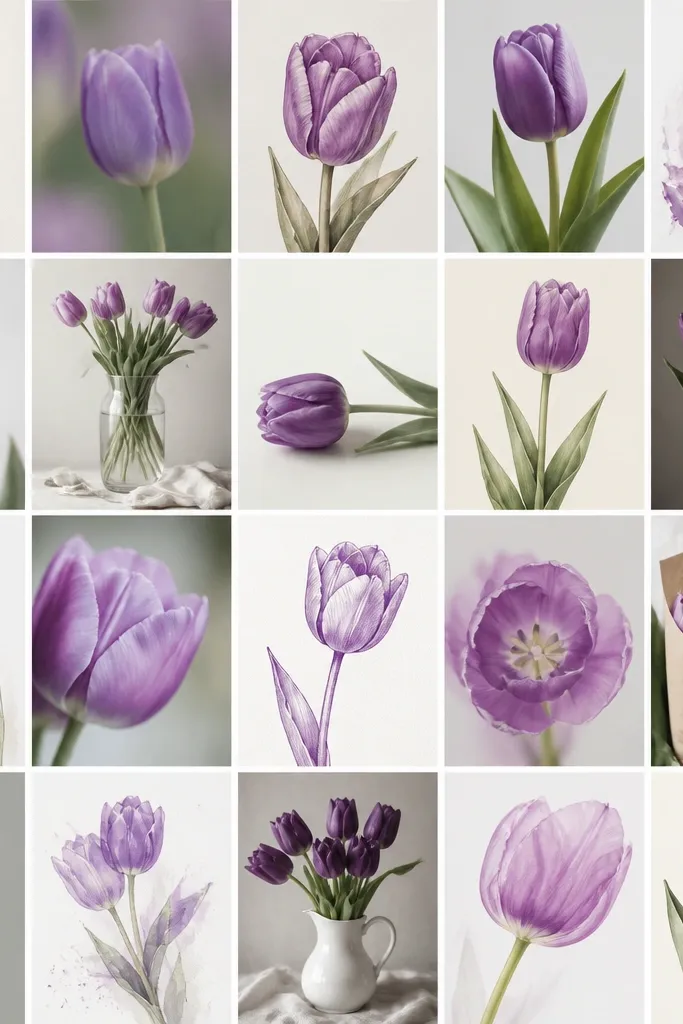 20 Purple Tulip Flower Drawing ideas