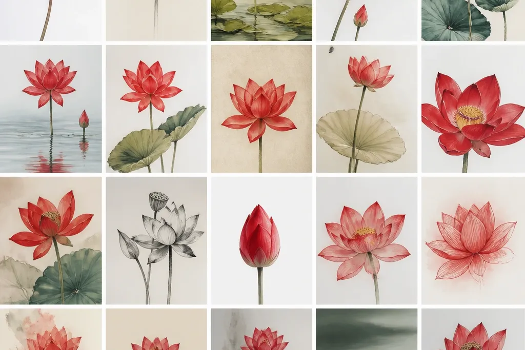 20 Red Lotus Flower Drawing Ideas