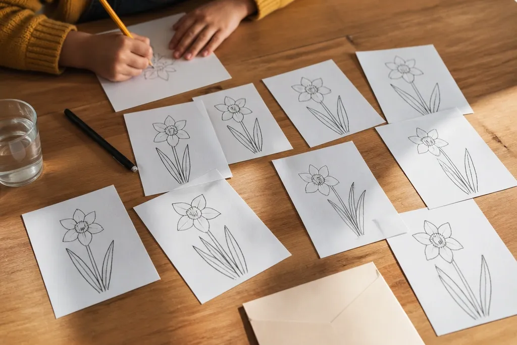20 Simple Daffodil Flower Drawing