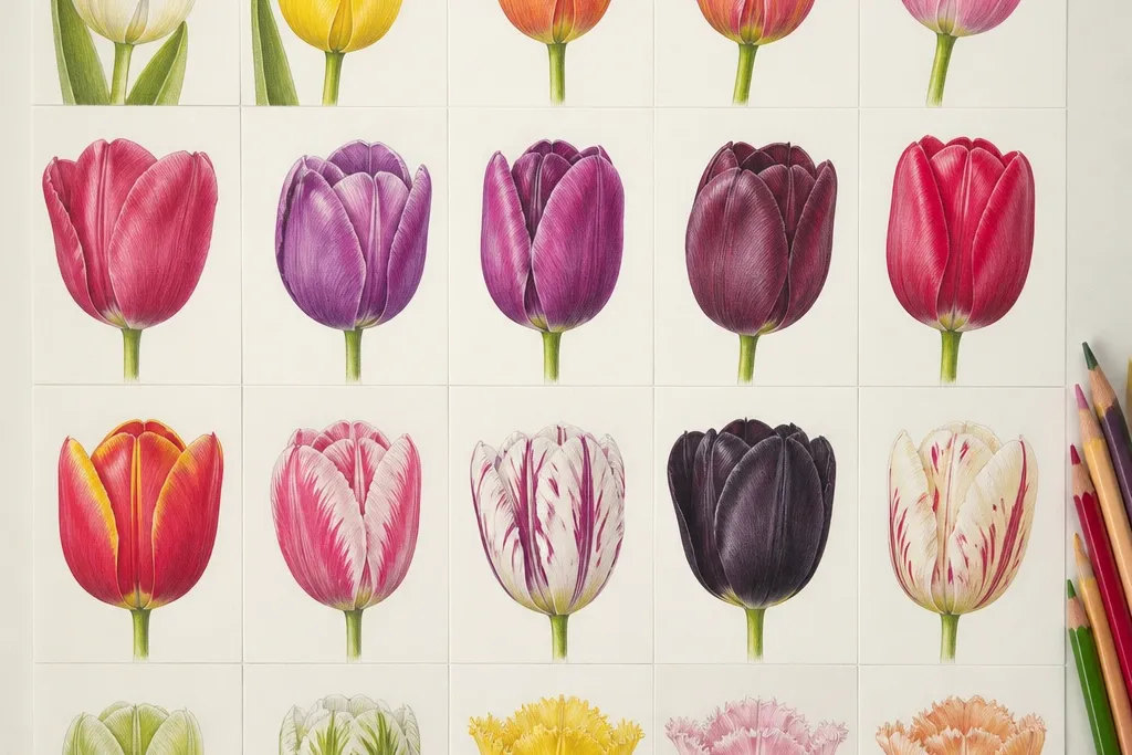 20 Tulip Color Pencil Drawing comparisons