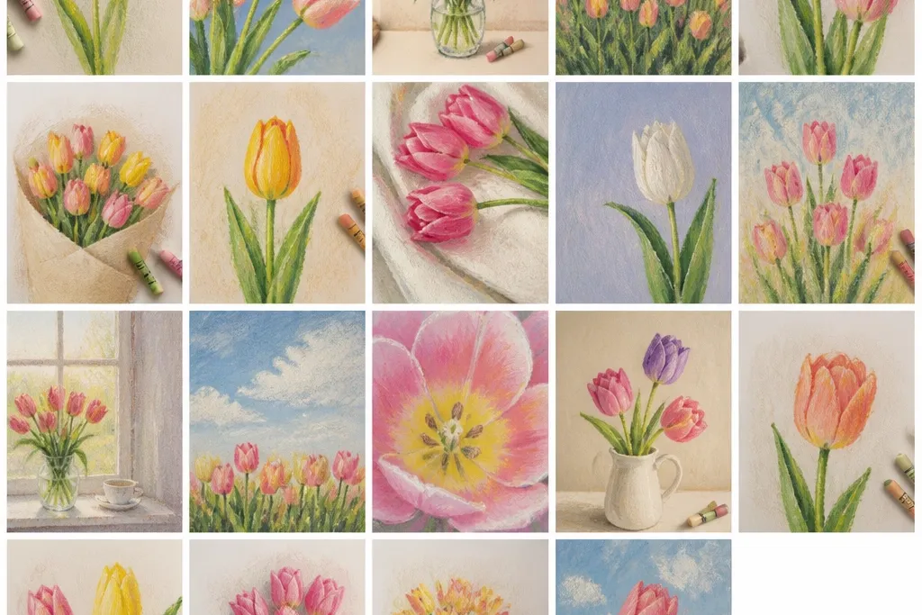 19 Tulip Oil Pastel Drawing ideas