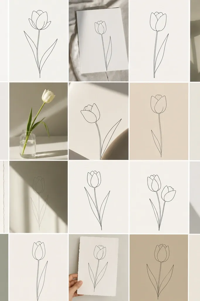 19 Tulip Outline Drawing ideas for clean edges