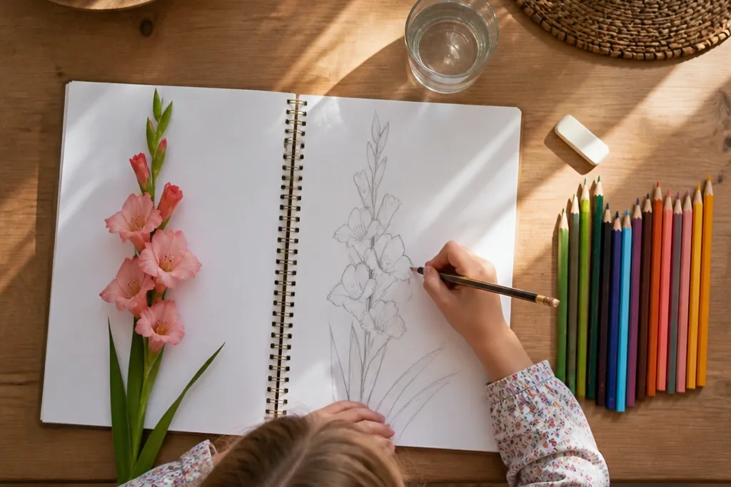 25 Simple Gladiolus Flower Drawing Ideas
