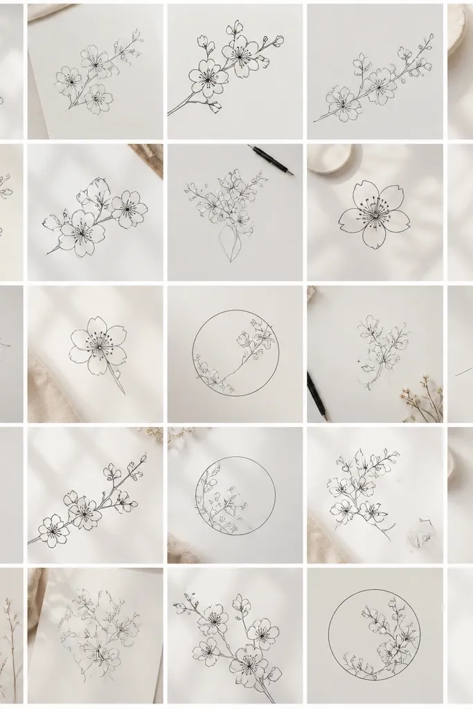 25 Cherry Blossom Line Drawing Ideas