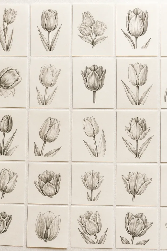 25 Tulip Flower Drawing Sketches to copy