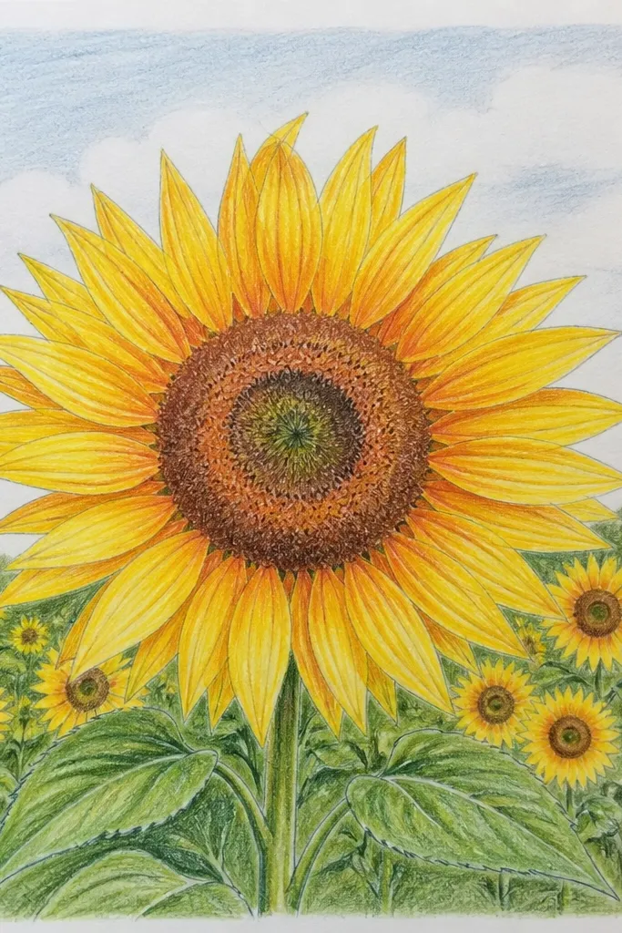 One huge sunflower with petals fanning outward