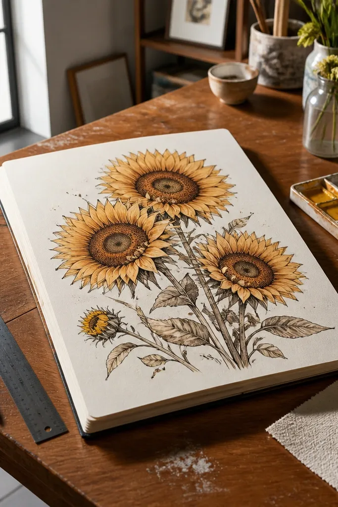 Aesthetic Sunflower Drawing Ideas