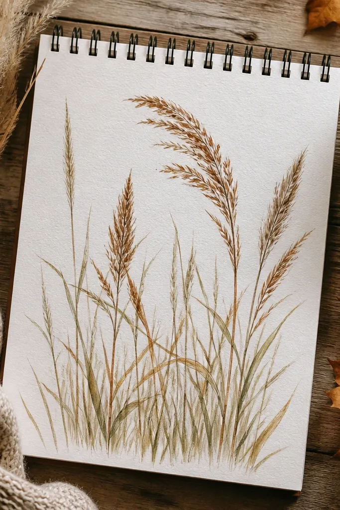 Cozy Autumn Grass Drawing Ideas