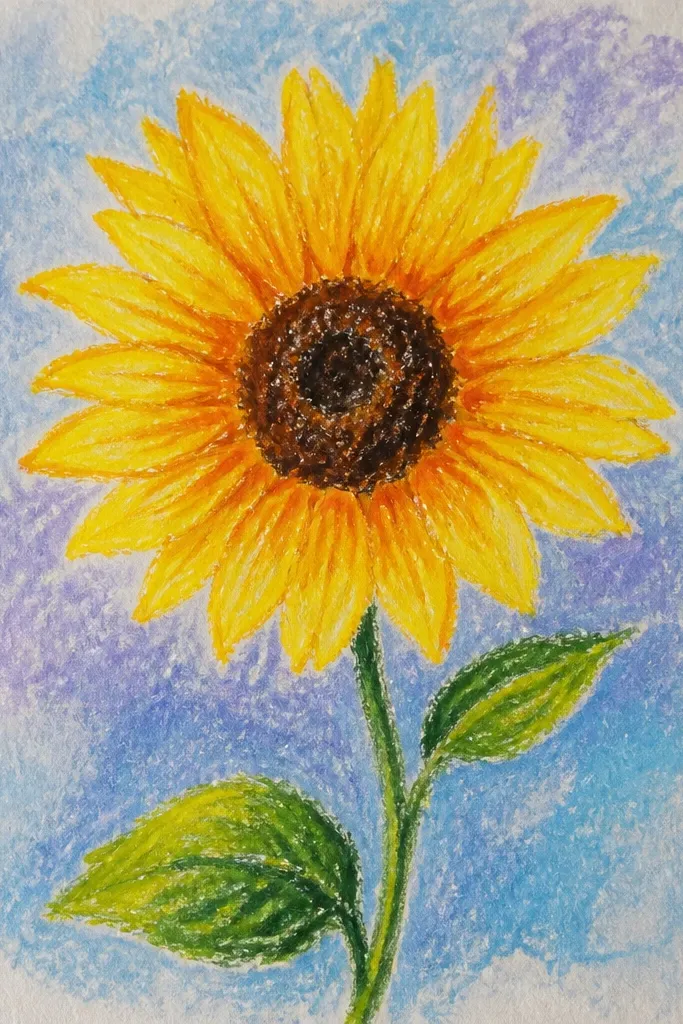 Sunflower over a smoky watercolor background with soft blooms