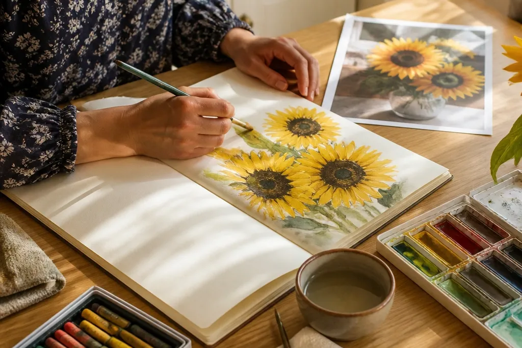 Beginner-Friendly Sunflower Drawing Watercolor Ideas