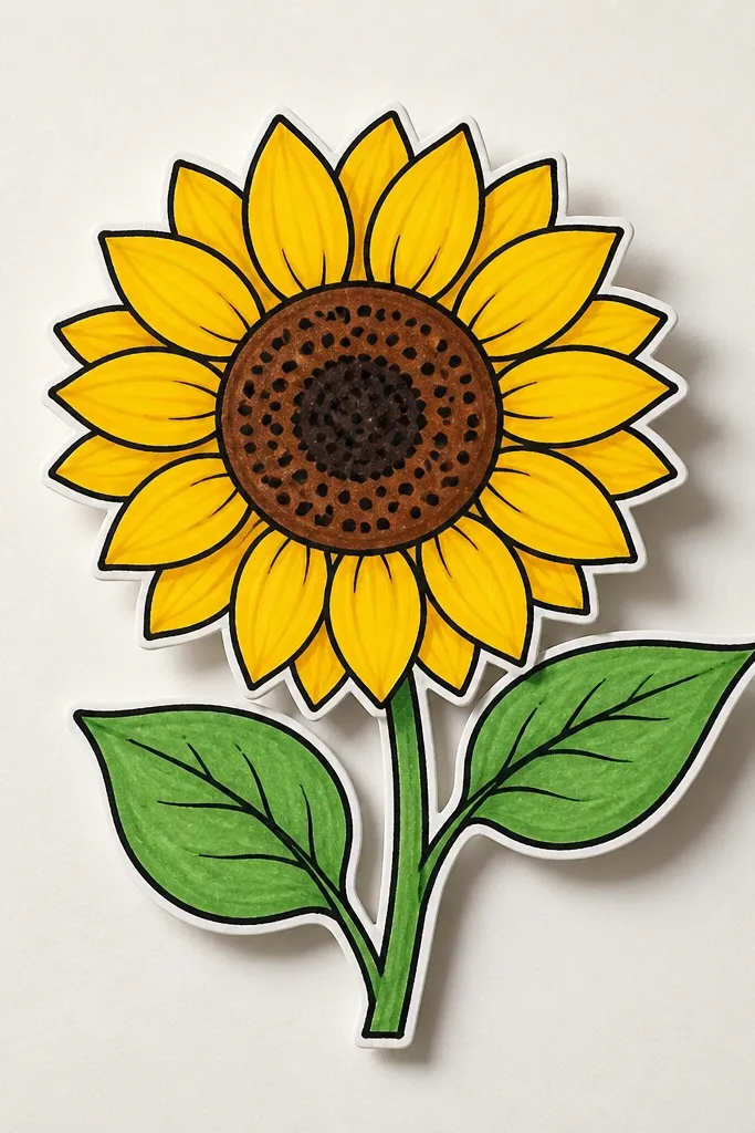 Sunflower with a dark offset shadow behind petals