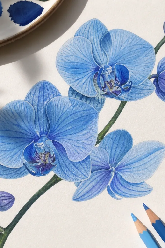 Blue Orchid Drawing ideas on a budget