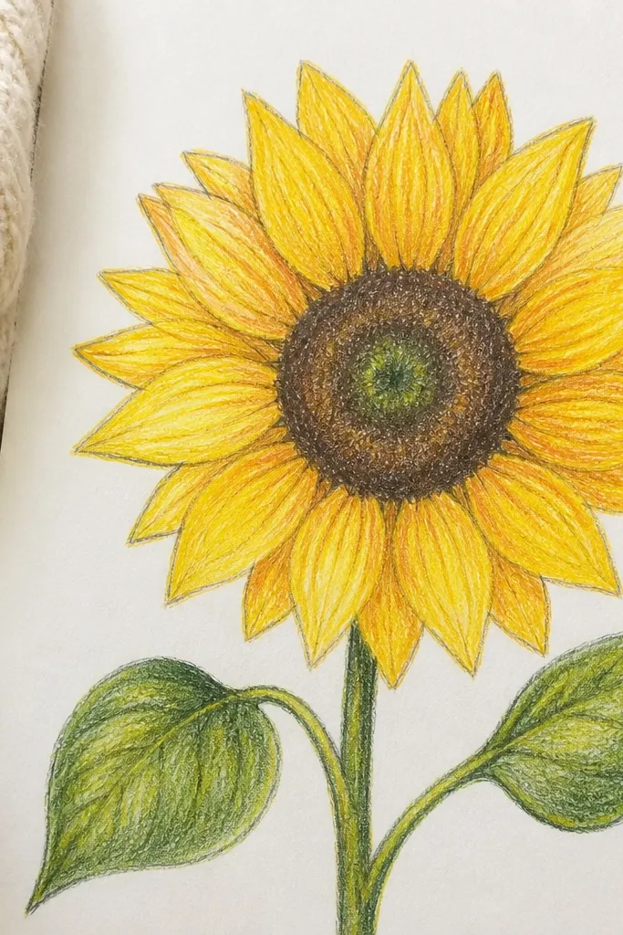 Sunflower with a knitted sweater sleeve texture background