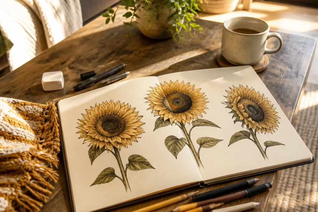 Cozy Sunflower Drawing Ideas