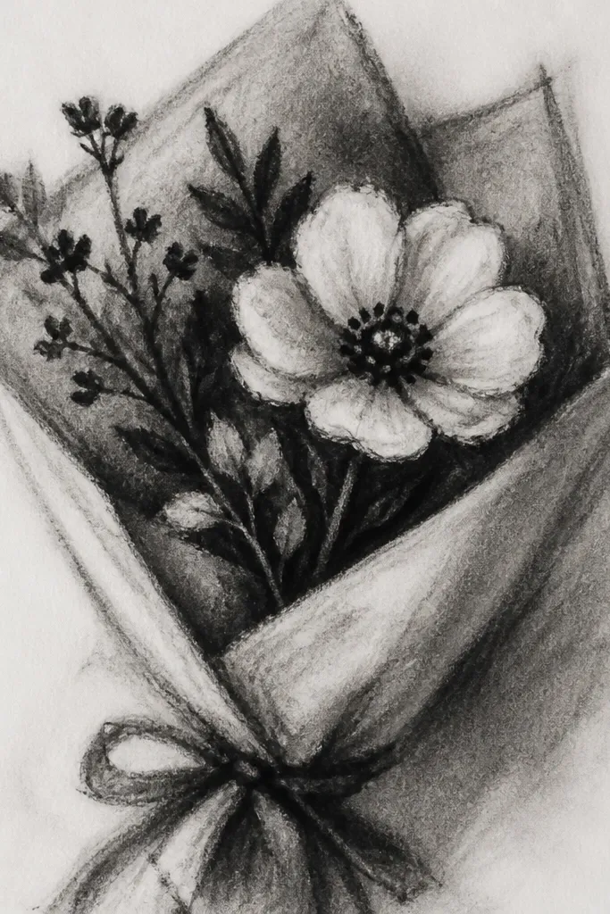 Single anemone-style flower with soft petals and a dark dotted center