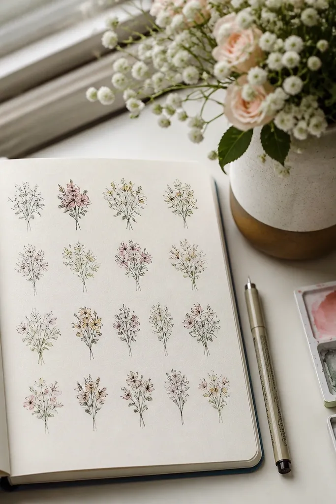 20 Dainty Flower Bouquet Drawing Ideas for Year-Round Art