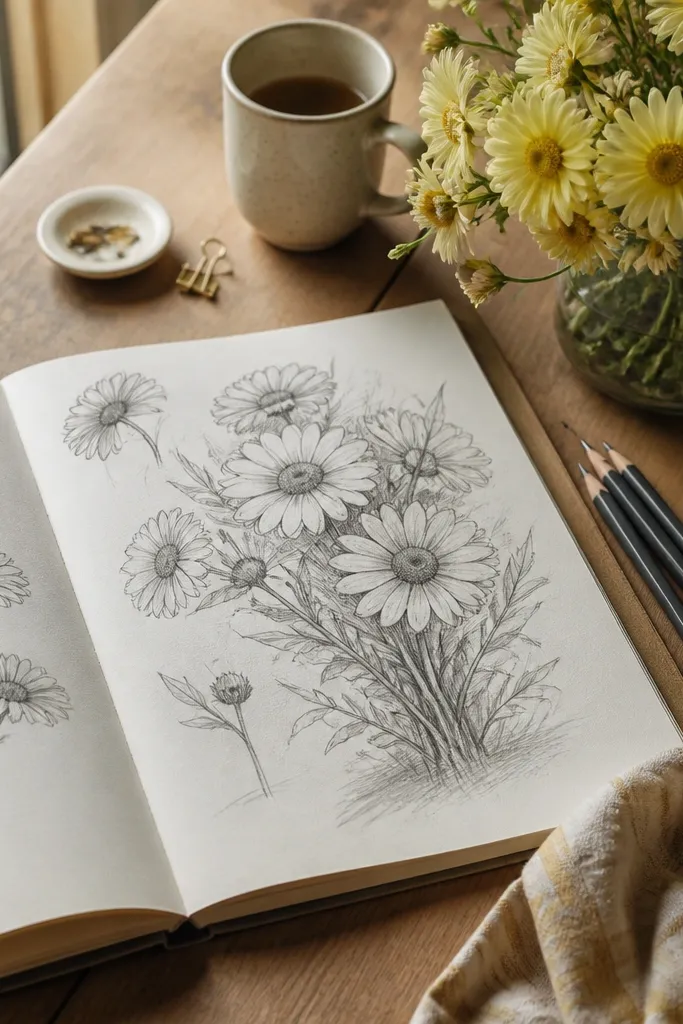 15 Daisy Flower Bouquet Drawing Ideas for a Cozy Vibe