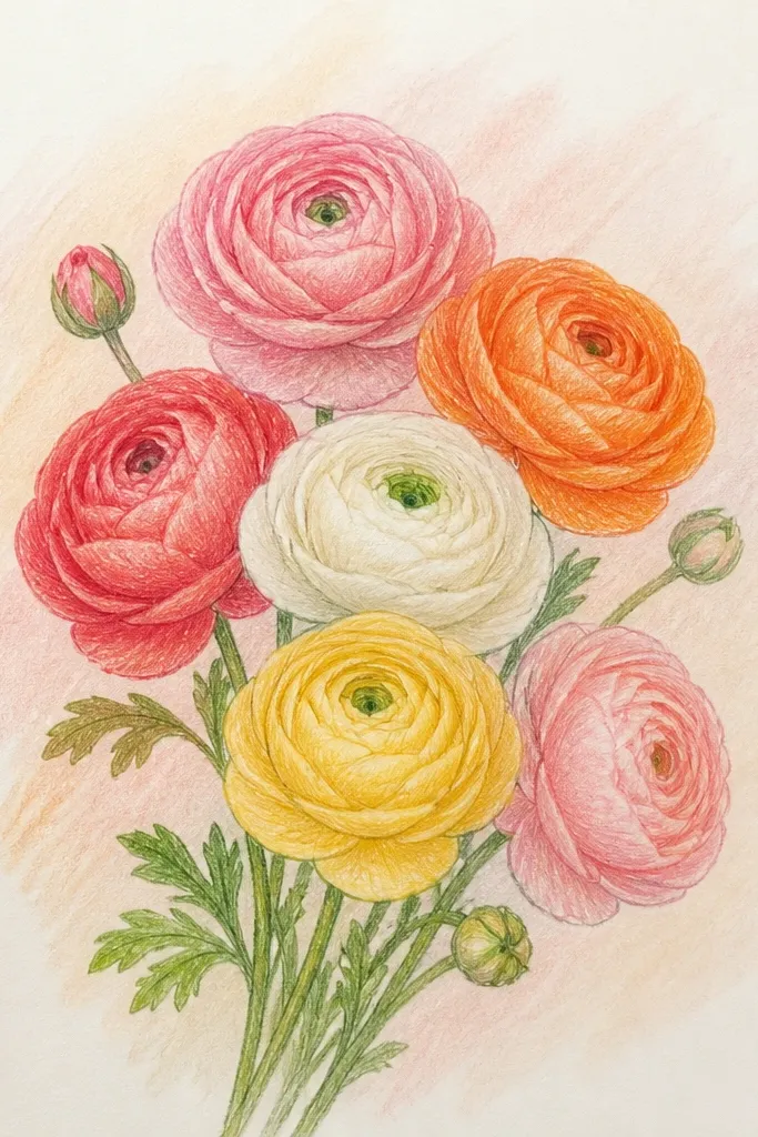 Layered ranunculus bloom in pastel colors