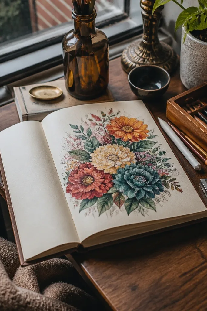 25 Flower Bouquet Color Pencil Drawing Ideas in Small Spaces