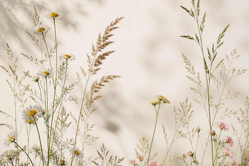Aesthetic Grass and Flowers Drawing