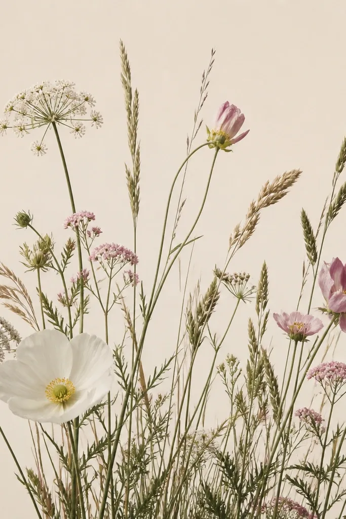 Aesthetic Grass and Flowers Drawing