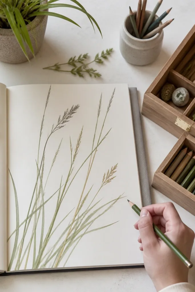 Grass Blades Drawing Ideas With Storage