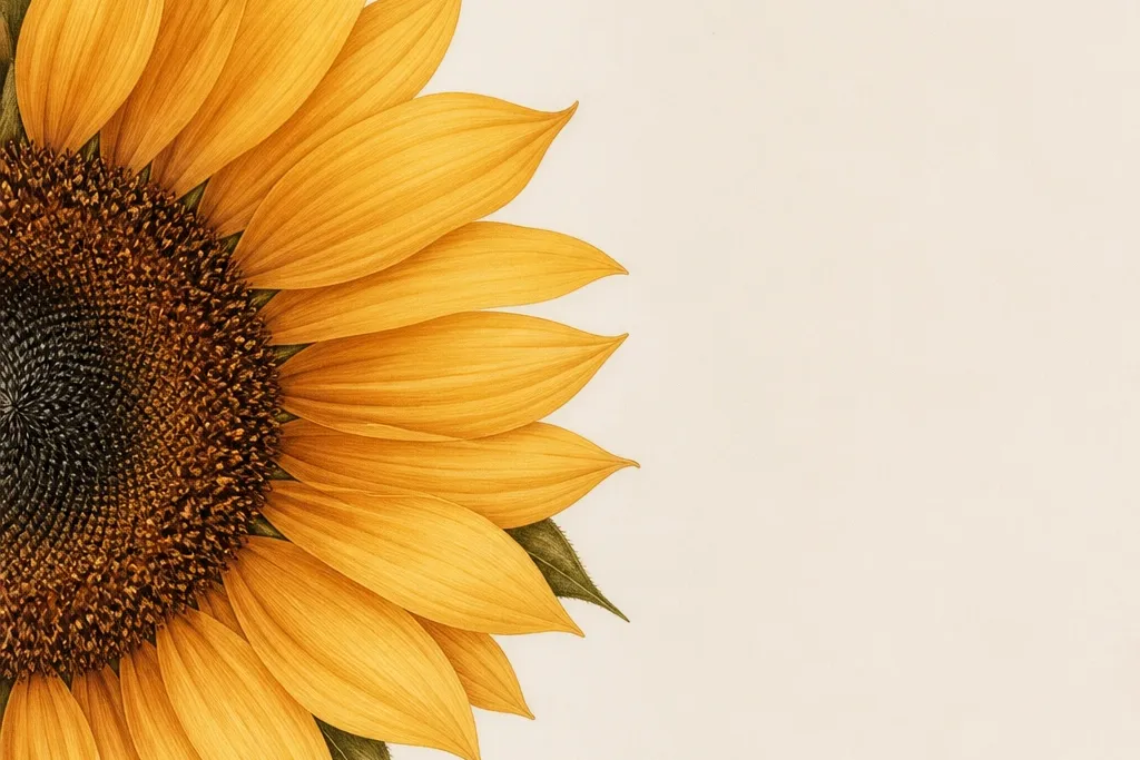 Half sunflower drawing for small spaces