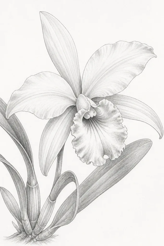 Quick and easy Laelia Orchid Drawing