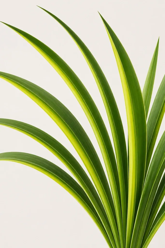 A grass drawing arranged like a fan. Blades curve outward from a point, with a bright lemon edge along the inner side of each blade. The outer sides are darker green with clean overlaps, and the background stays mostly blank.