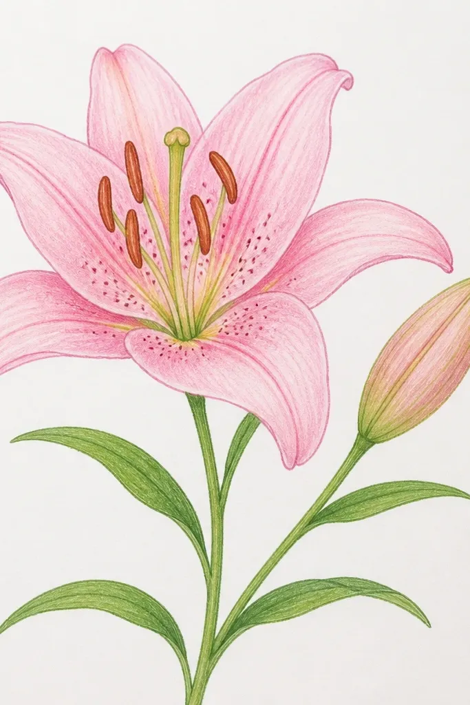 Lily Flower Drawing for Kids