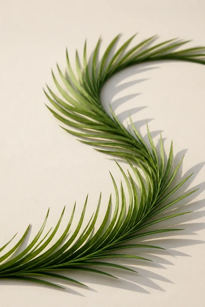 A flowing S-curve made of grass blades: the base line curves gently left to right, and blades follow the wave rhythm with outlined tips.